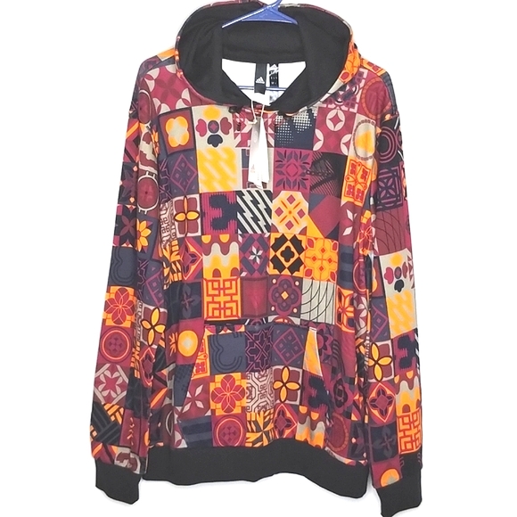 NWT Adidas Hoodie Colorful Graphic AOP Medium patchwork allover print. - Picture 1 of 9